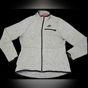 Nike Full Zip Fleece Summit Jacket Heather Grey & Black Zipper Women Medium
